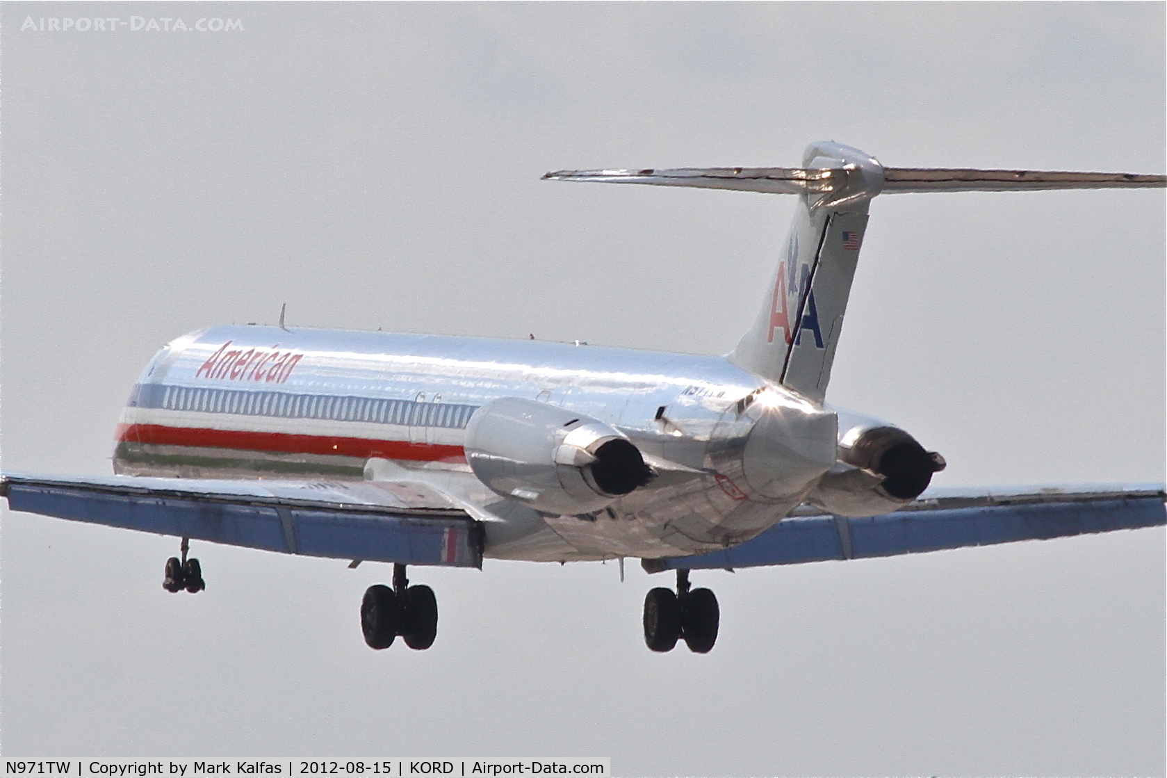 N971TW, 1999 McDonnell Douglas MD-83 (DC-9-83) C/N 53621, American Airlines Mcdonnell Douglas DC-9-83, AAL2354 arriving from Dallas/DFW, RWY 28 approach KORD.