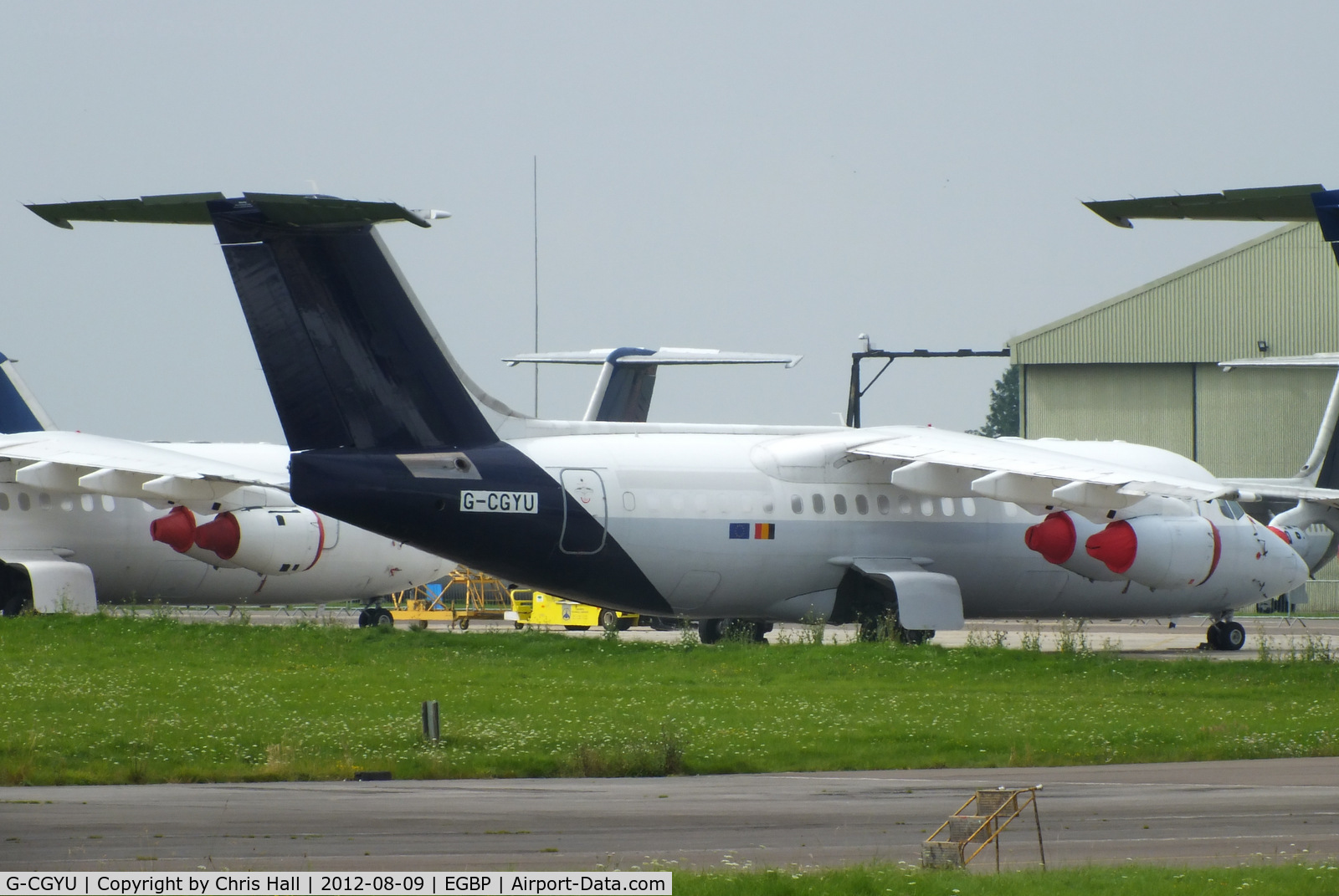 G-CGYU, 1995 British Aerospace Avro 146-RJ85 C/N E.2275, ex OO-DJN Brussels Airlines in storage at Kemble
