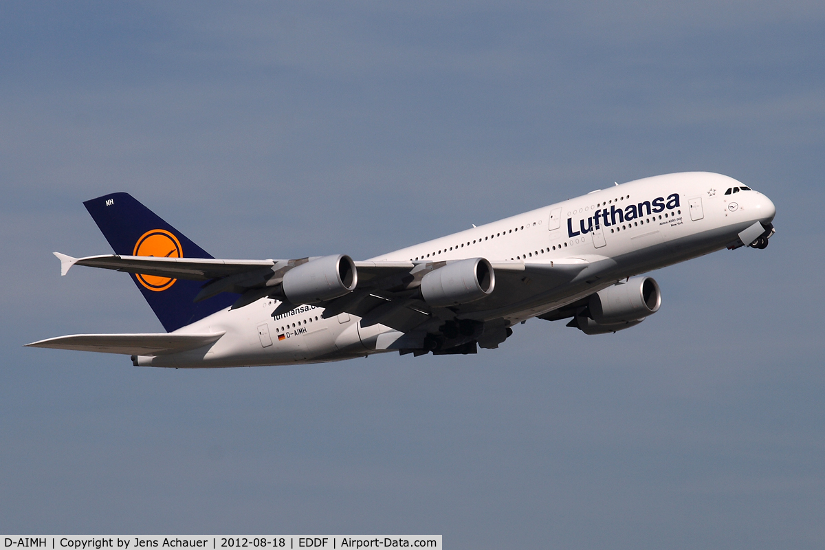 D-AIMH, 2010 Airbus A380-841 C/N 070, Take off to JFK