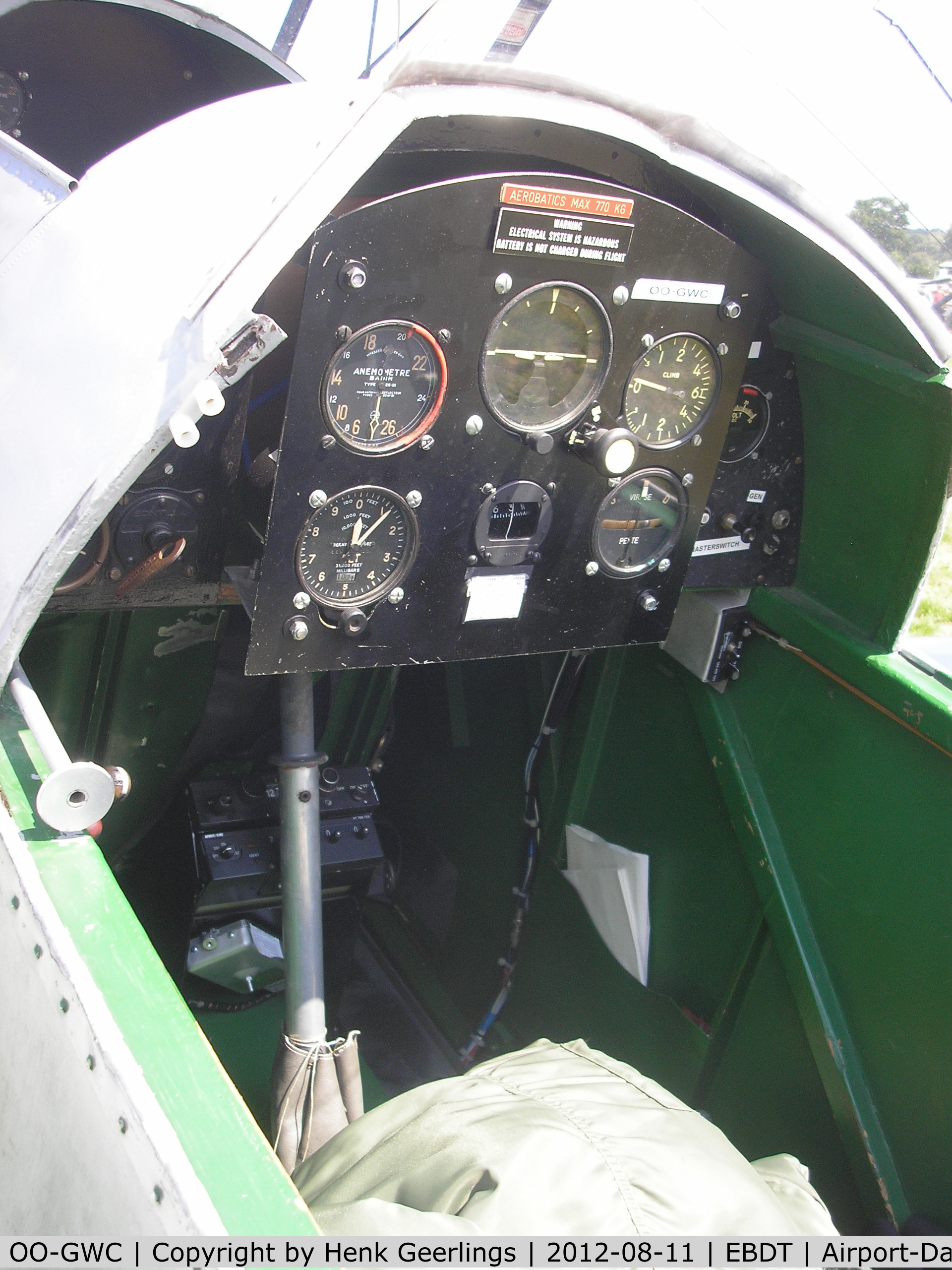 OO-GWC, Stampe-Vertongen SV-4C C/N 1, Cockpit ; Schaffen Diest Fly In