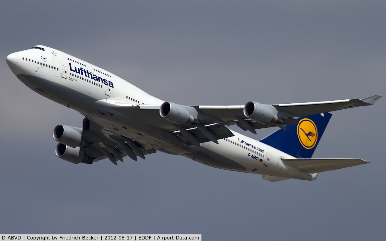 D-ABVD, 1990 Boeing 747-430 C/N 24740, departure from Frankfurt