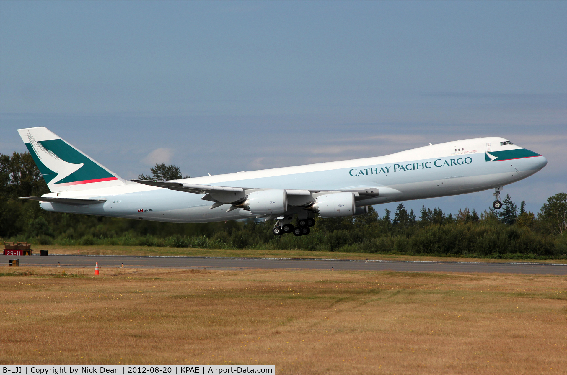 B-LJI, 2012 Boeing 747-867F/SCD C/N 39247, KPAE/PAE Boeing 559 departing on first flight that ended at KMWH after going tech.