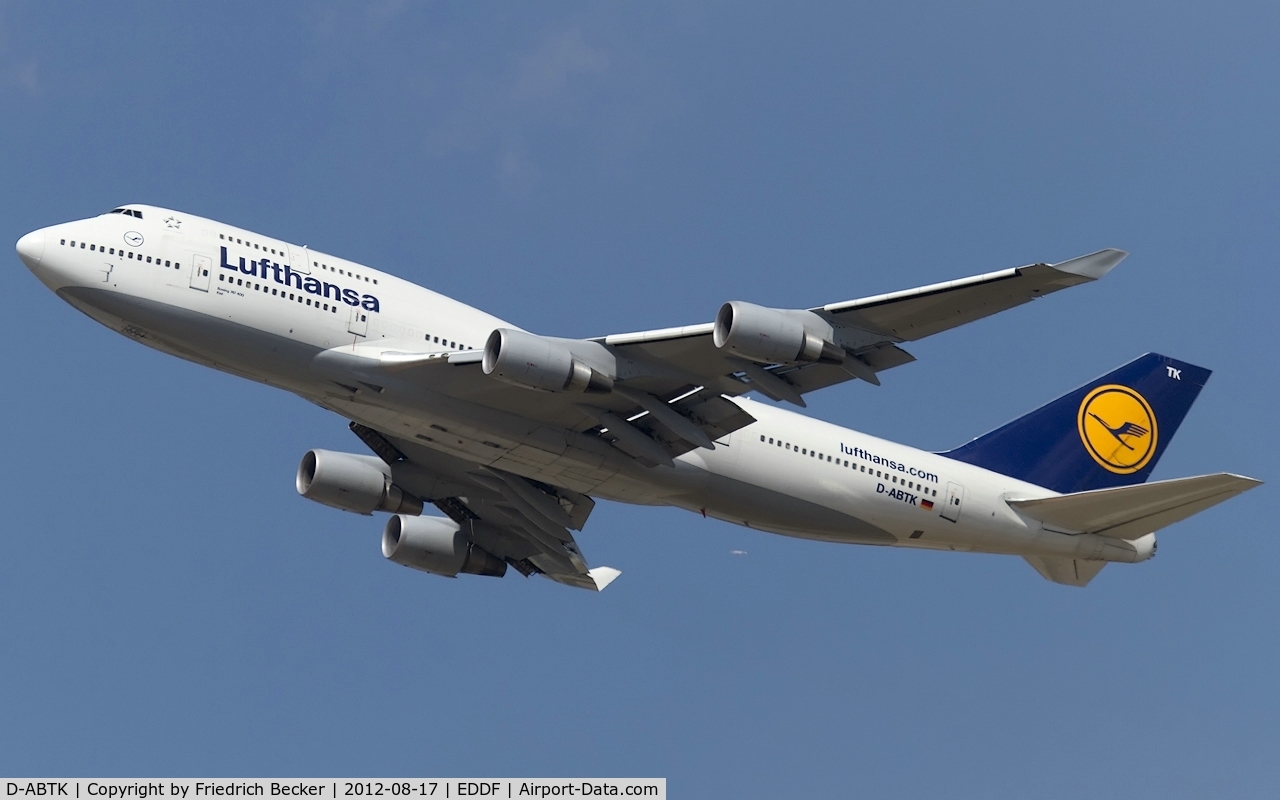 D-ABTK, 2001 Boeing 747-430 C/N 29871, departure from Frankfurt