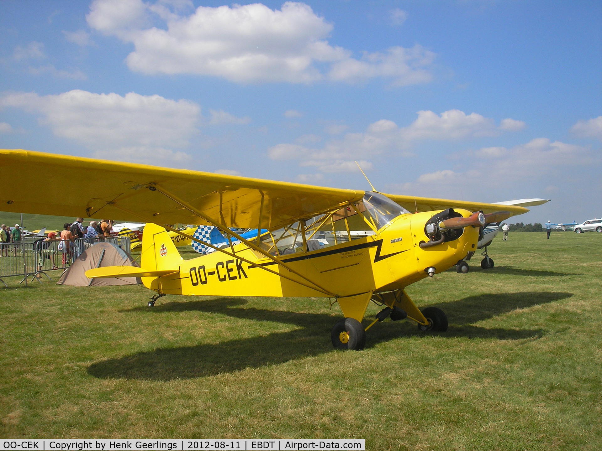OO-CEK, 1944 Piper L-4J Grasshopper (J3C-65D) C/N 12760, Oldtimer Fly In Schaffen Diest  , Belgium ,  August 2012