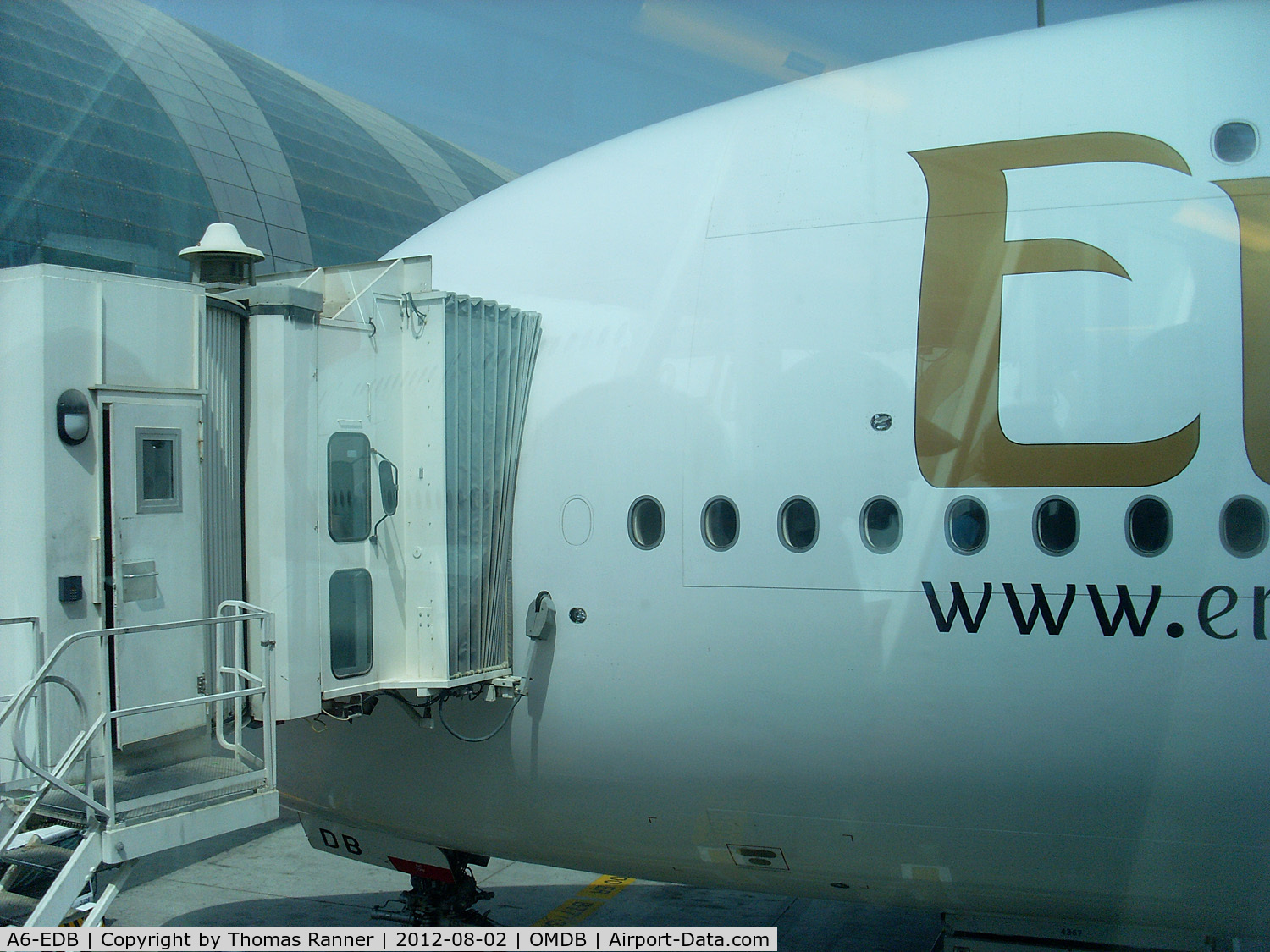 A6-EDB, 2008 Airbus A380-861 C/N 013, Boarding the Emirates A380 on flight to Sydney.