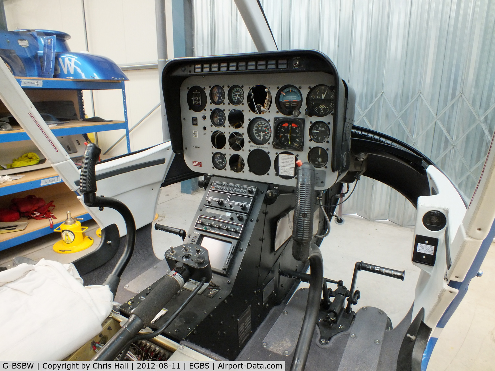 G-BSBW, 1982 Bell 206B JetRanger III C/N 3664, inside the Tiger Helicopter's Hangar at Shobdon Airfield, Herefordshire