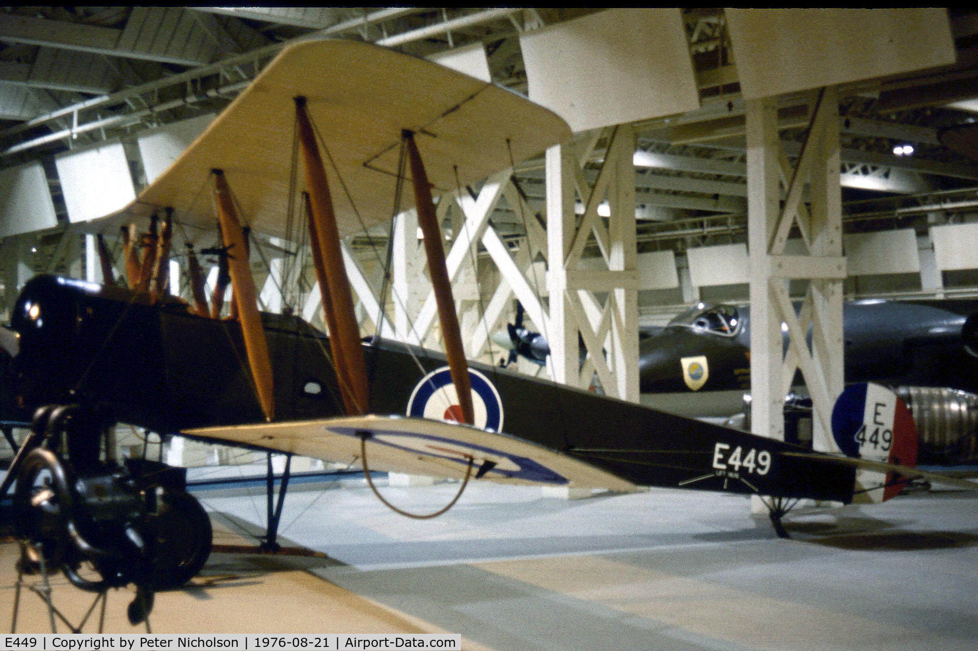 E449, 1966 Avro 504K C/N 927, Avro 504K as displayed at the Royal Air Force Museum at Hendon in the Summer of 1976.