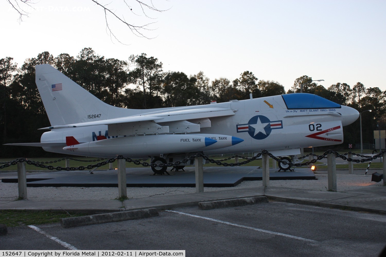 152647, LTV A-7A Corsair II C/N A-004, Corsair II in parking lot in High Springs FL