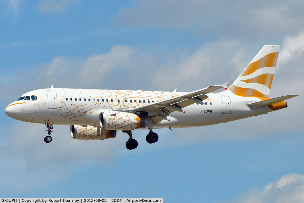 G-EUPH, 2000 Airbus A319-131 C/N 1225, On approach for r/w 25L