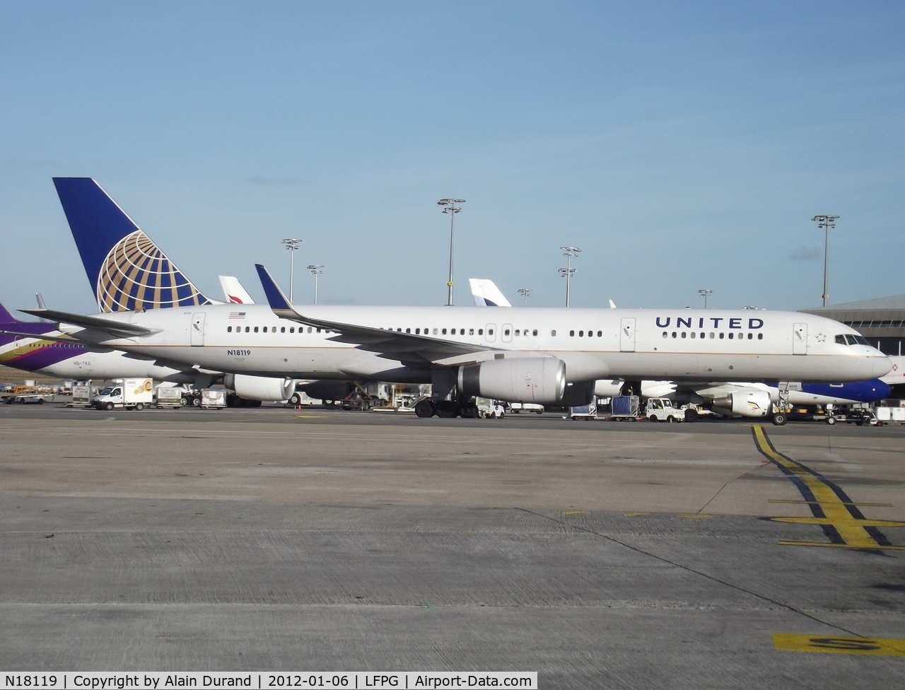 N18119, 1997 Boeing 757-224 C/N 27561, United was set to add the Economy Premium section in c/n 753 when the picture was made. Config now stands as C16W45Y108.