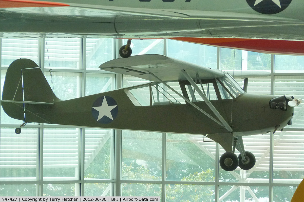N47427, 1943 Aeronca 0-58B Grasshopper C/N 058B-9223, 1943 Aeronca 0-58B, c/n: 058B-9223 at Seattle Museum of Flight