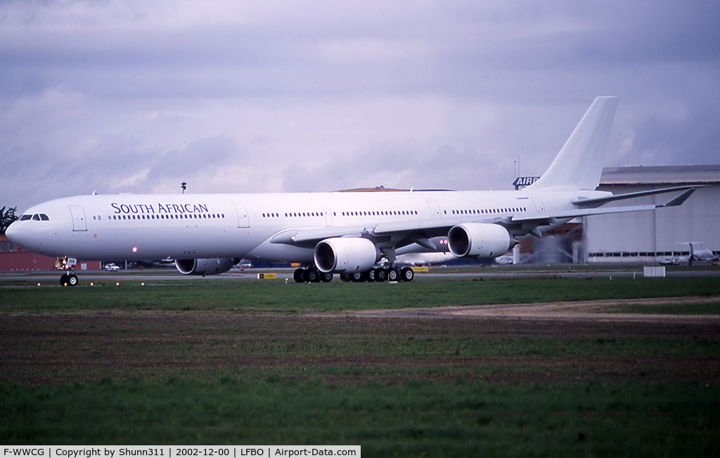 F-WWCG, 2002 Airbus A340-642 C/N 417, C/n 0417 - To be ZS-SNB in all white with titles... Painted in full c/s at JNB