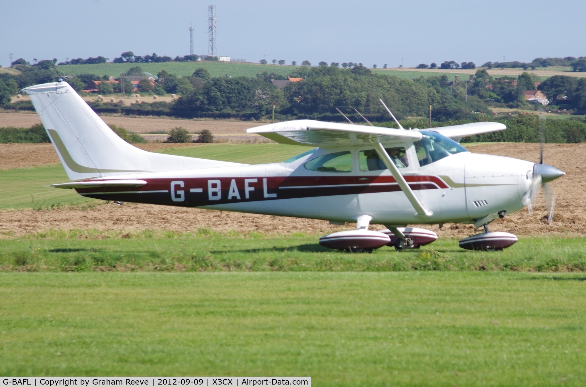 G-BAFL, 1973 Cessna 182P Skylane C/N 182-61469, Just landed.