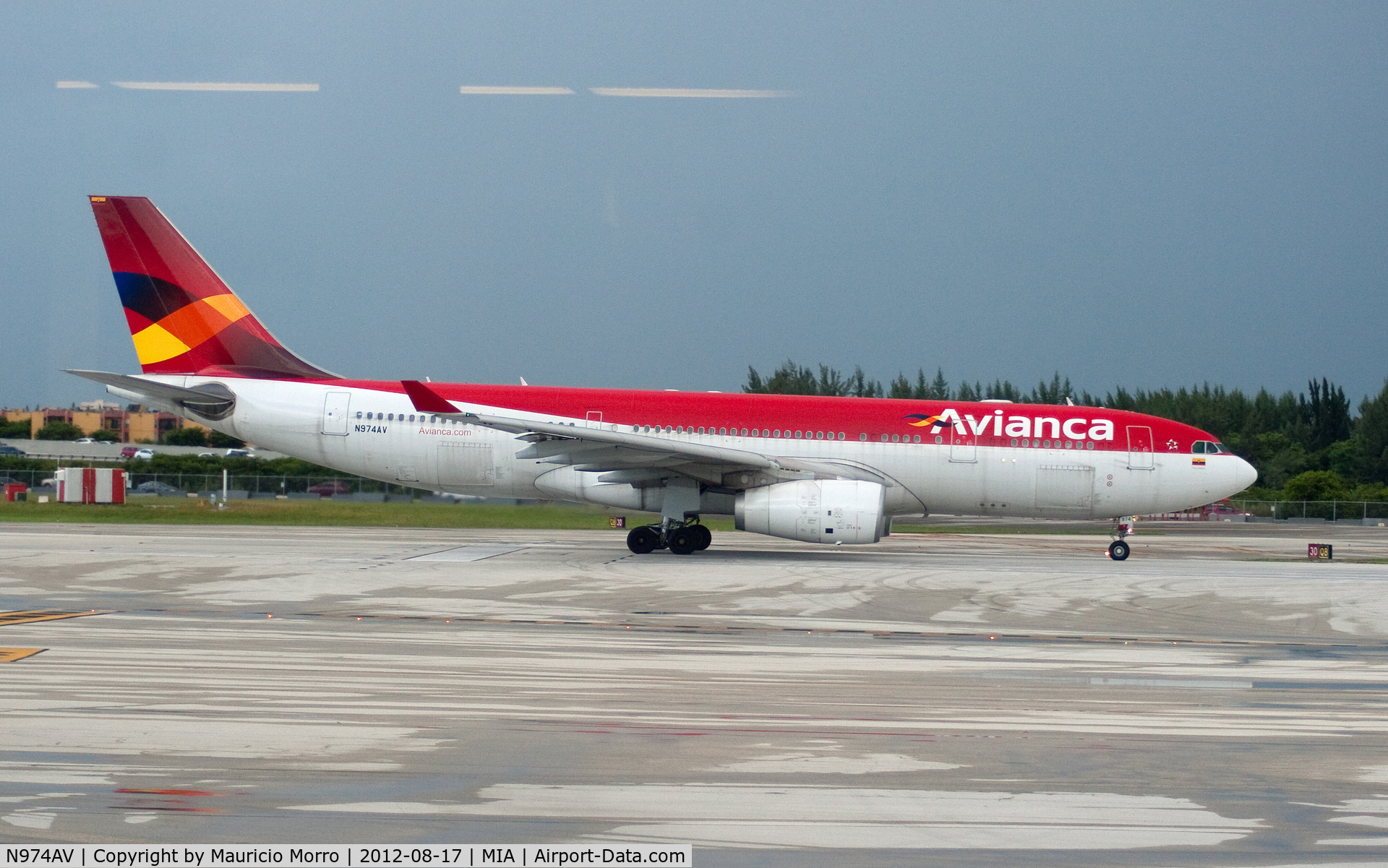 N974AV, 2011 Airbus A330-243 C/N 1208, Avianca A330 taxiing for take off at MIA