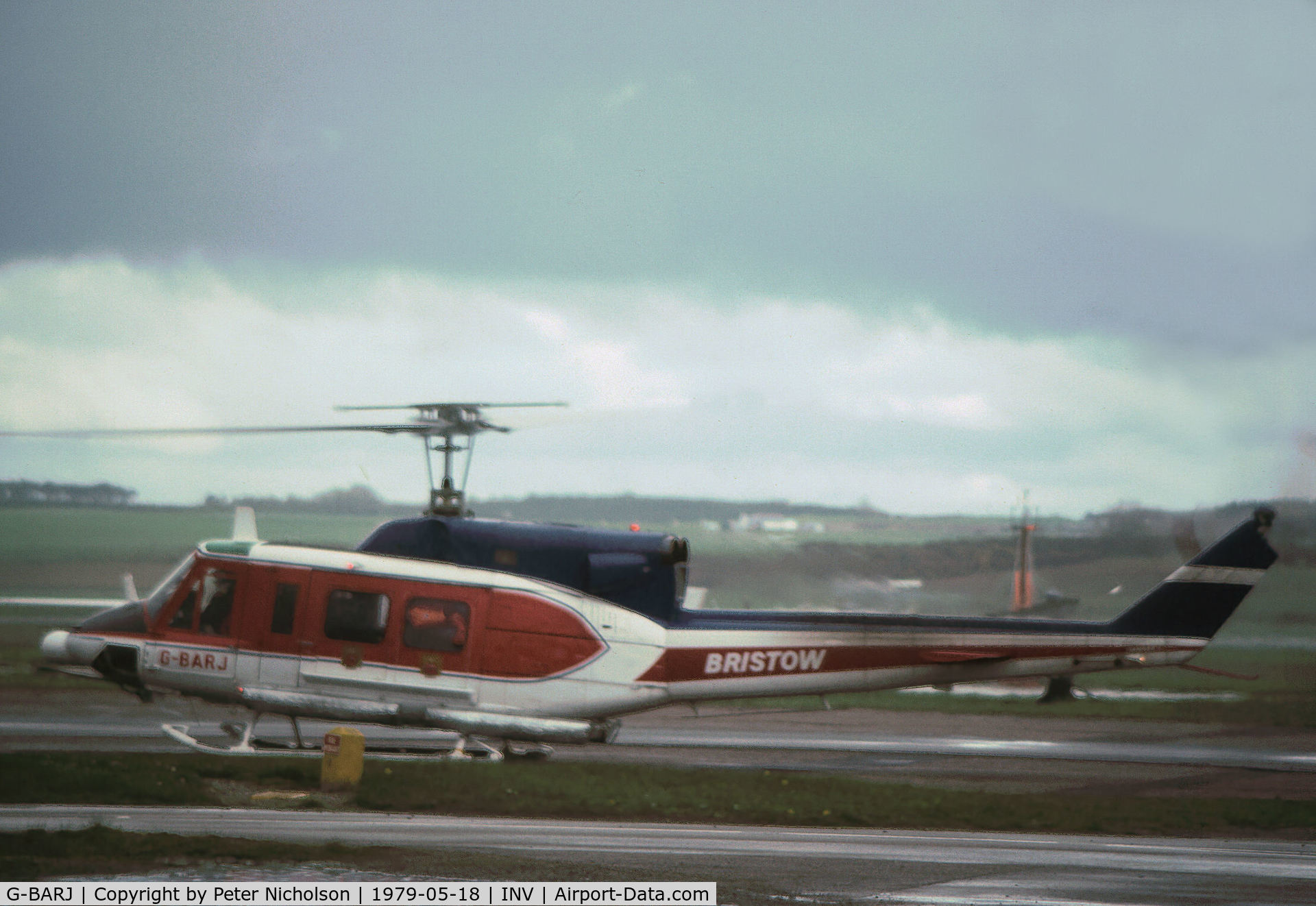 G-BARJ, 1973 Bell 212 C/N 30563, Bell 212 of Bristows Helicopters seen at Inverness Airport at Dalcross in May 1979.