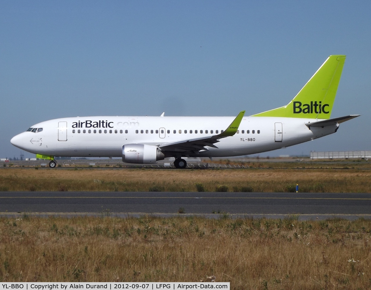 YL-BBO, 1998 Boeing 737-33V C/N 29335, Air Baltic's latest fleet entry started her useful life with easyJet as G-EZYK. Sky Europe as HA-LKT from 2005 until 2007 and Thomson Fly as G-THOO from 2007 until early 2012 were her next airlines.