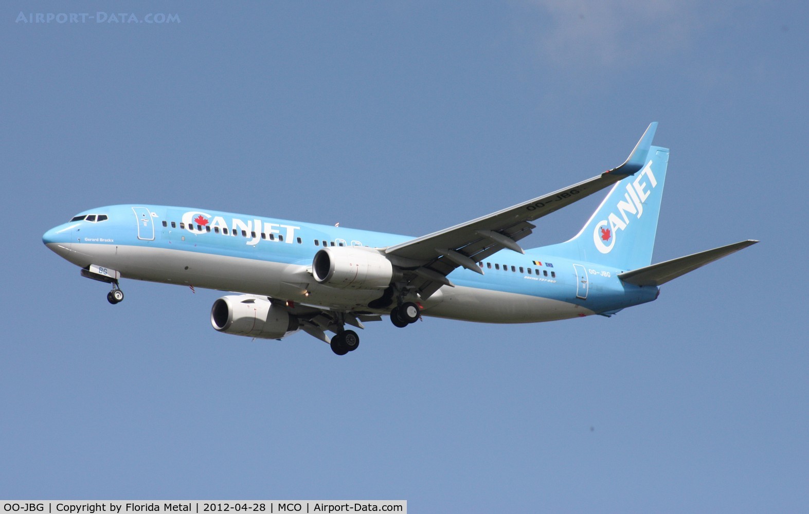 OO-JBG, 2008 Boeing 737-8K5 C/N 35142, Canjet 737-800 - in the colors still of Jetairfly of Belgium part of the TUI family