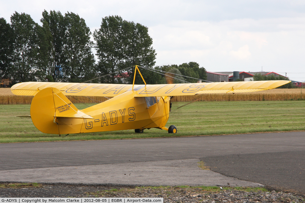 G-ADYS, 1935 Aeronca C-3 C/N A-600, Aeronca C3 at The Real Aeroplane Club's Summer Madness Fly-In, Breighton Airfield, August 2012.