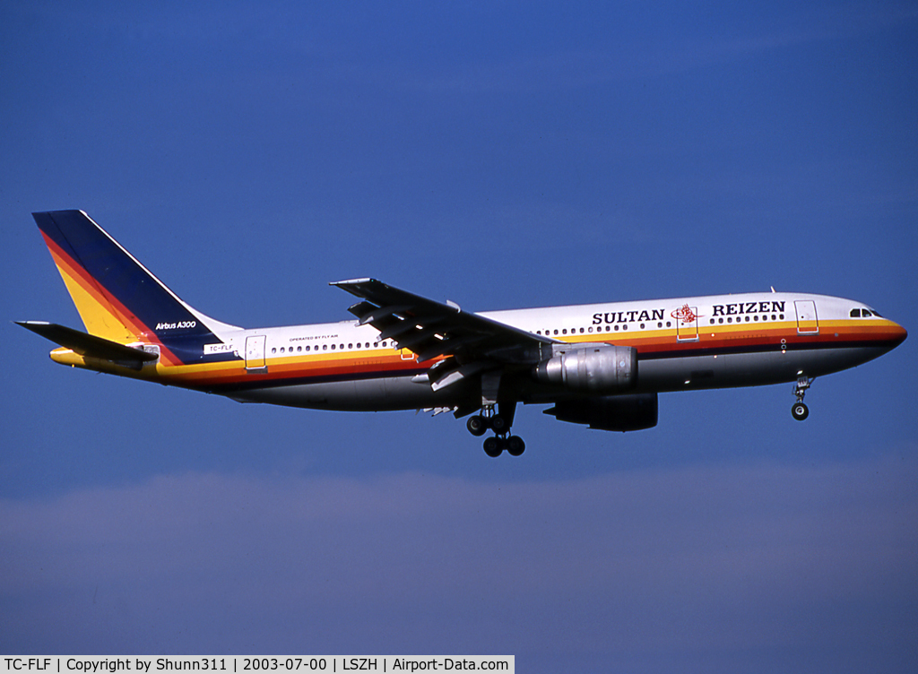 TC-FLF, 1982 Airbus A300B4-2C C/N 194, On landing with 'Sultan Reisen' titles...