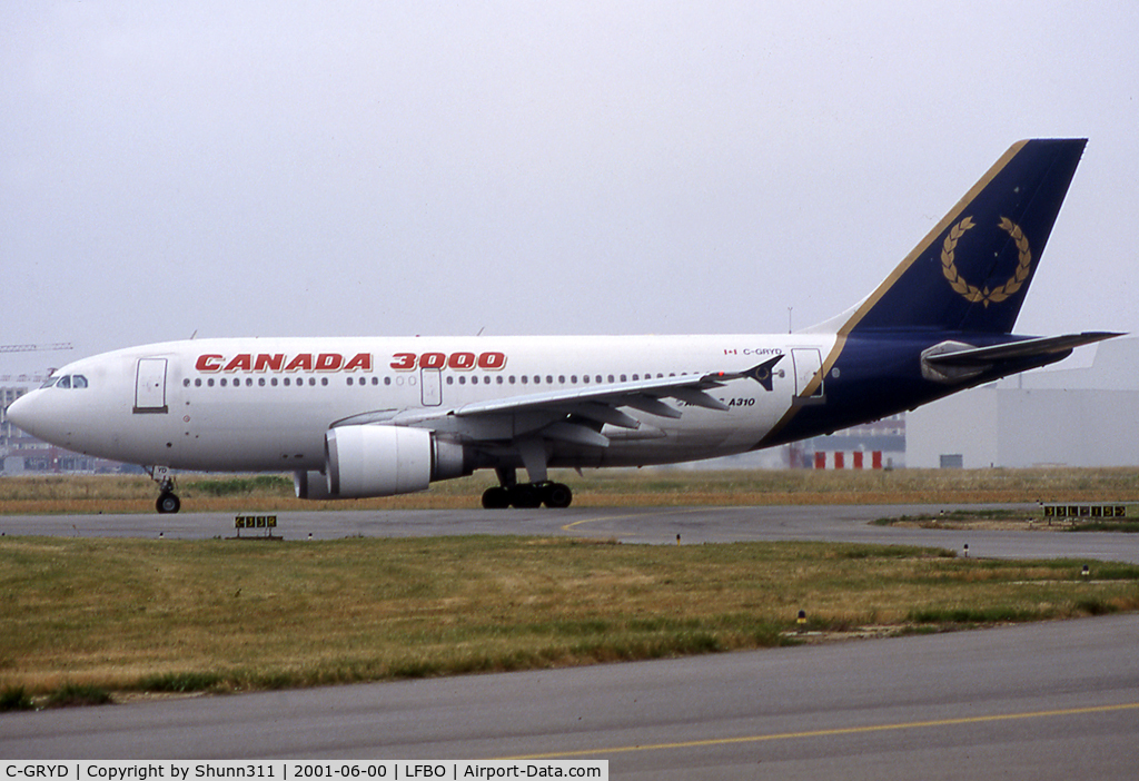 C-GRYD, 1987 Airbus A310-304 C/N 435, Taxiing holding point rwy 32R for departure... Royal Airlines basic c/s