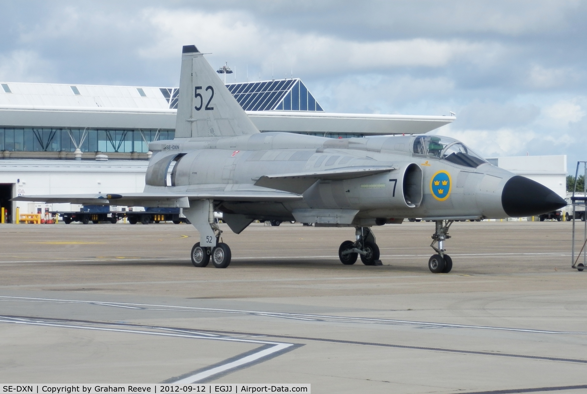 SE-DXN, 1977 Saab AJS 37 Viggen C/N 37098, Ready for the 2012 Jersey Air Show.
