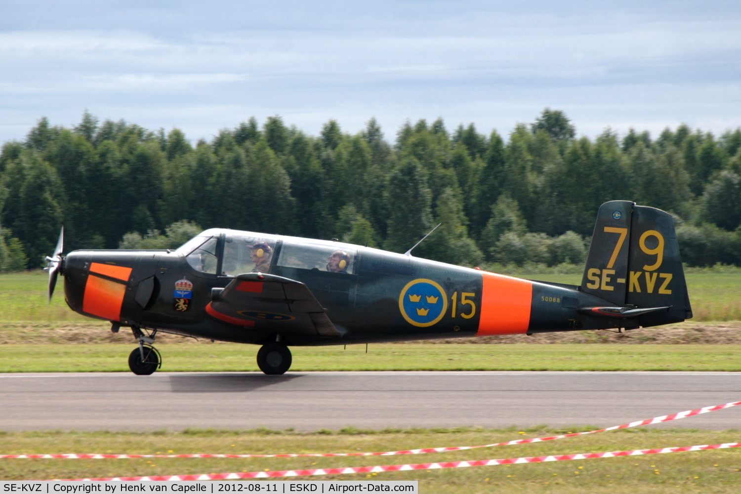 SE-KVZ, 1960 Saab 91C Safir C/N 91-403, Saab Safir landing at Dala-Järna airfield, Sweden.