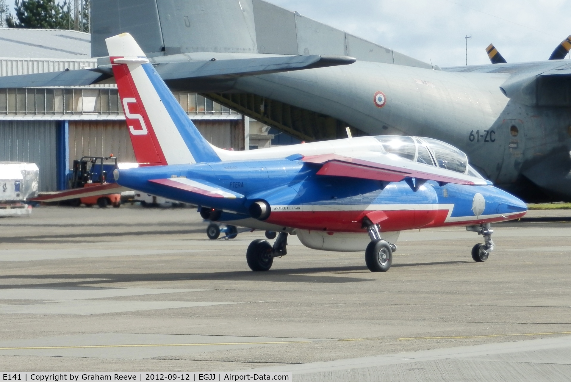 E141, Dassault-Dornier Alpha Jet E C/N E141, Parked at Jersey.
