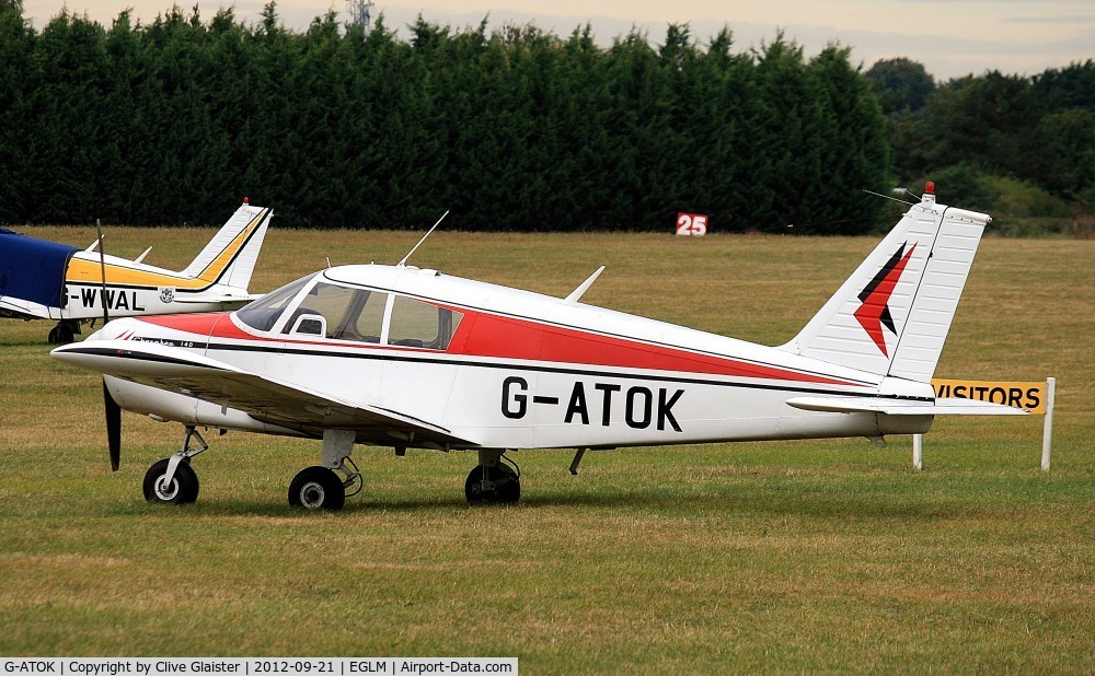 G-ATOK, 1966 Piper PA-28-140 Cherokee C/N 28-21612, Originally owned to, C.S.E. Aviation Ltd in February 1966 and currently with a Trustee of, ILC Flying Group since September 1992.
