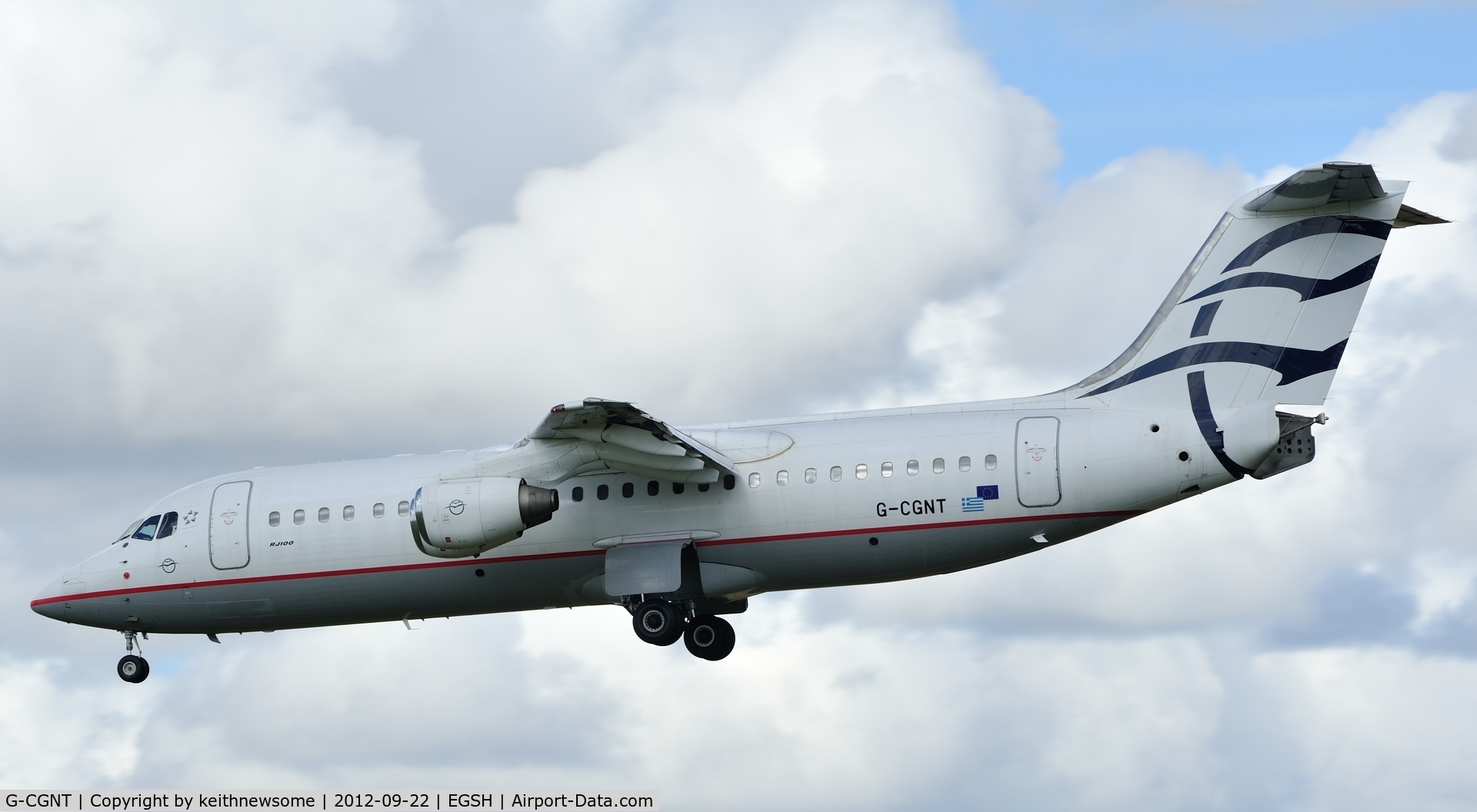 G-CGNT, 2000 Avro RJ100 C/N E.3374, Arriving for Air Livery.