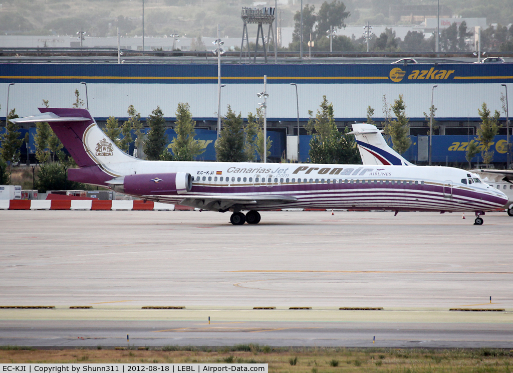 EC-KJI, 1990 McDonnell Douglas MD-87 (DC-9-87) C/N 49836, Stored and parked at the Cargo apron after defunct...