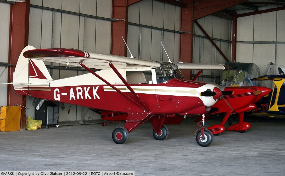 G-ARKK, 1961 Piper PA-22-108 Colt Colt C/N 22-8290, Originally owned to. Rent-A-Plane Ltd in April 1961 and currently in private hands since July 2002.