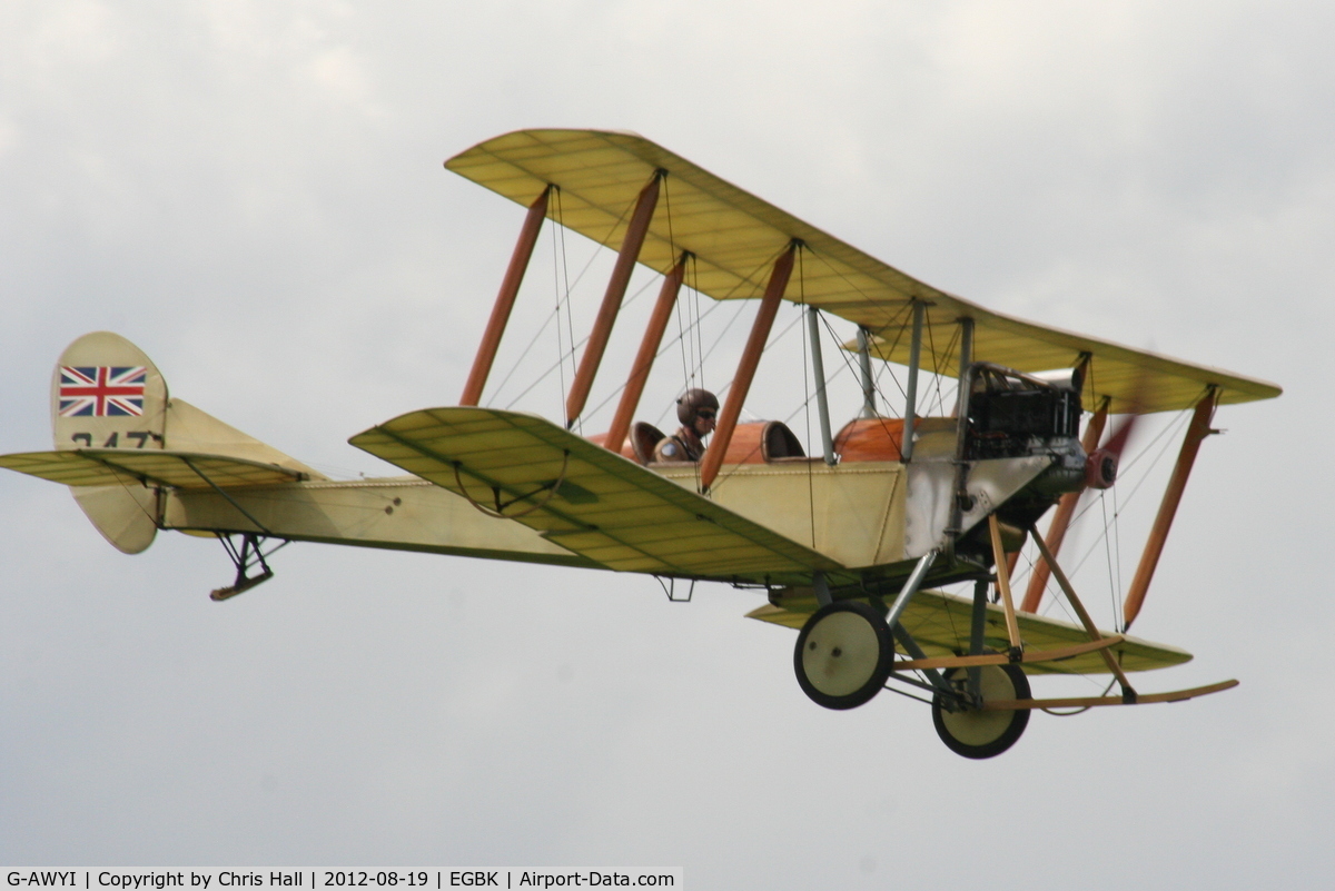 G-AWYI, 1969 Royal Aircraft Factory BE-2c Replica C/N 001, at the 2012 Sywell Airshow