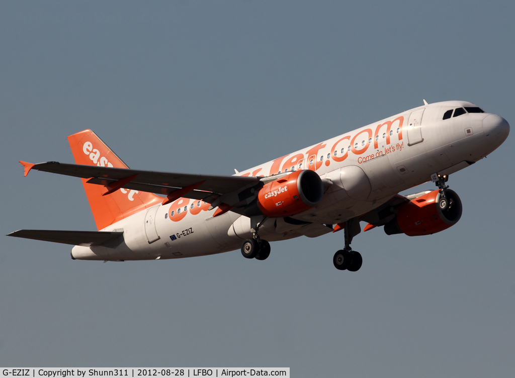 G-EZIZ, 2005 Airbus A319-111 C/N 2646, Taking off rwy 32R