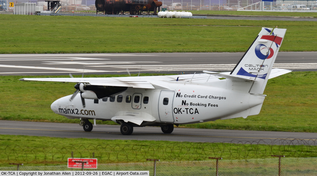 OK-TCA, 1990 Let L-410UVP-E Turbolet C/N 902431, Heading for departure from George Best Belfast City Airport.