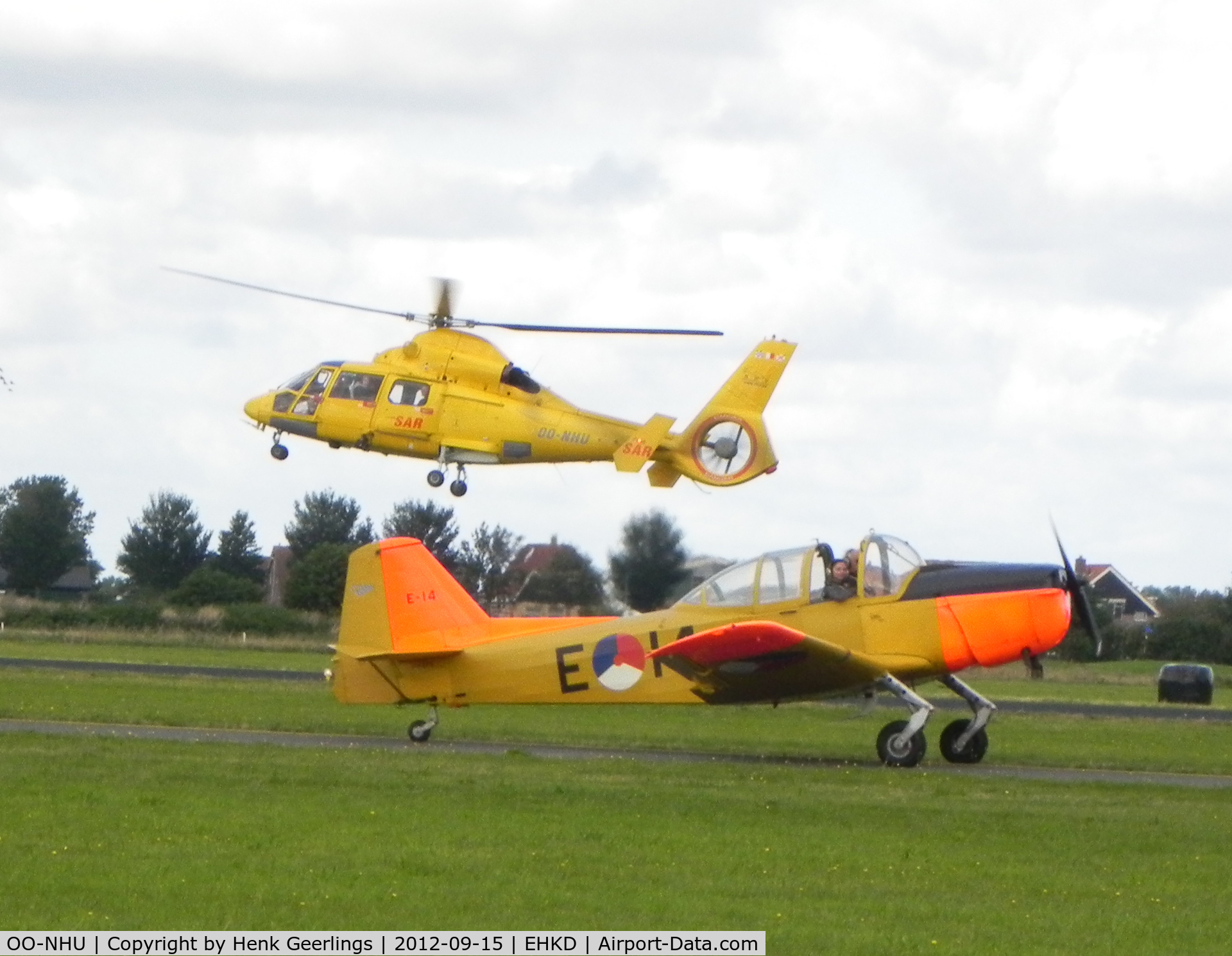OO-NHU, 2003 Eurocopter AS-365N-3 Dauphin 2 C/N 6665, Heldair Air Show - Den Helder Airport.  Fokker S-11 just landed