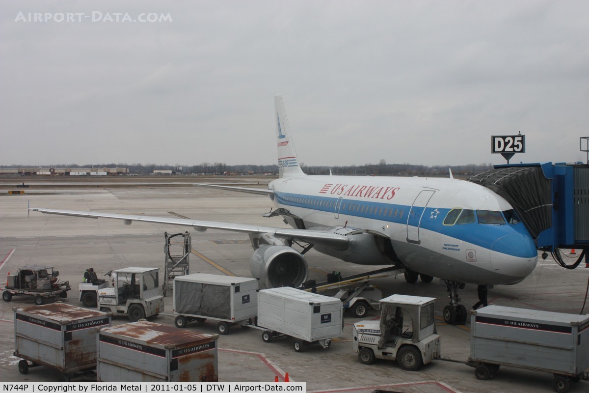 N744P, 2000 Airbus A319-112 C/N 1287, US Airways Piedmont retro c/s A319 - just flew on it