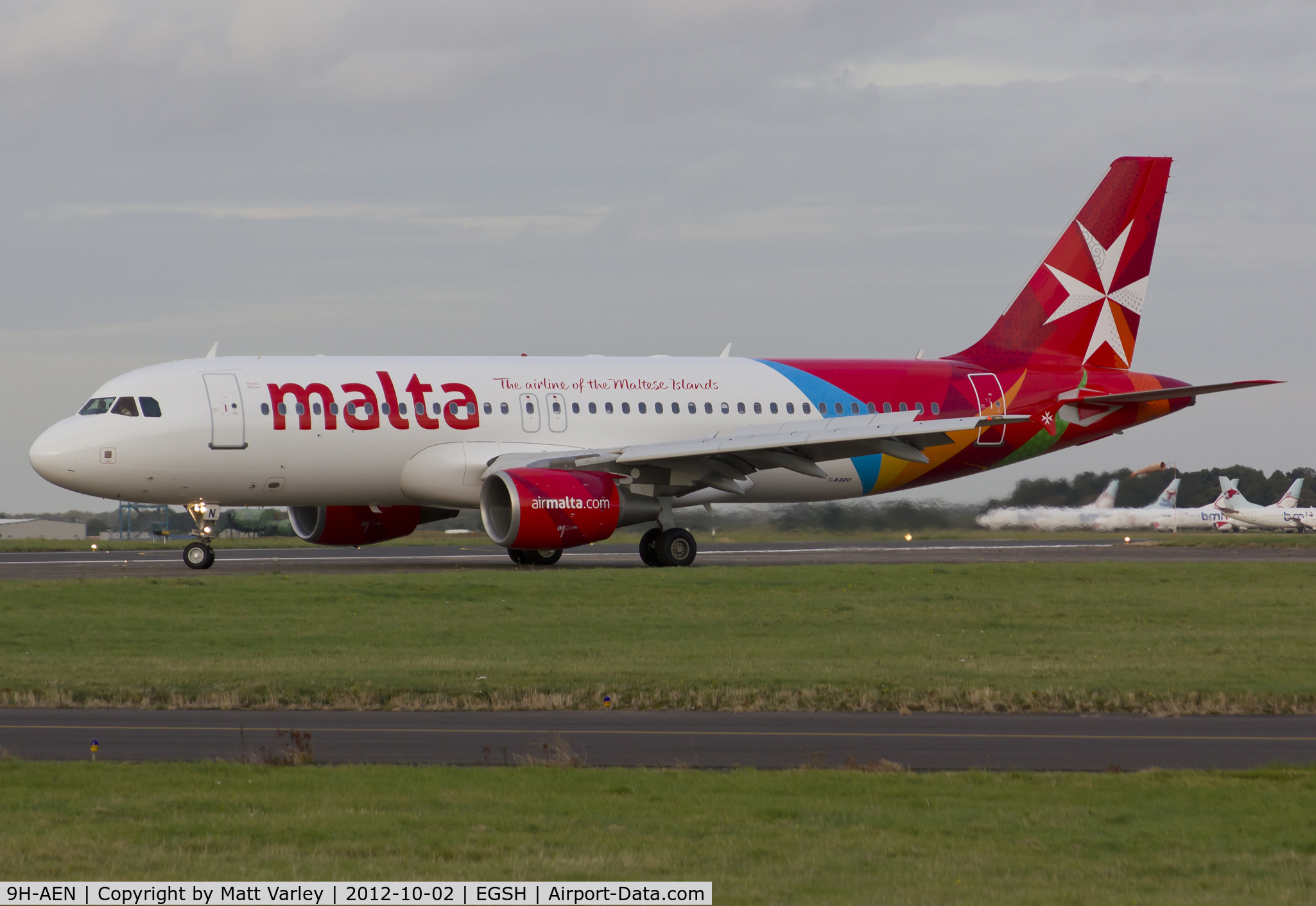 9H-AEN, 2005 Airbus A320-214 C/N 2665, AMC5144 arriving at EGSH in Air Malta's latest livery.