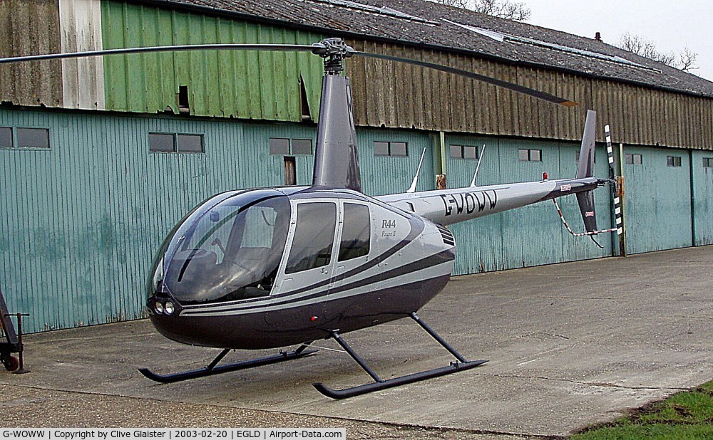 G-WOWW, 2003 Robinson R44 Raven II C/N 10038, G-WOWW > G-DAVG - Originally owned to, Heli Air Ltd in February 2003 and currently owned to a private owner in April 2003 as G-WOWW. Currently owned to, AG Aviation Ltd, ROI since January 2006 as G-DAVG.
