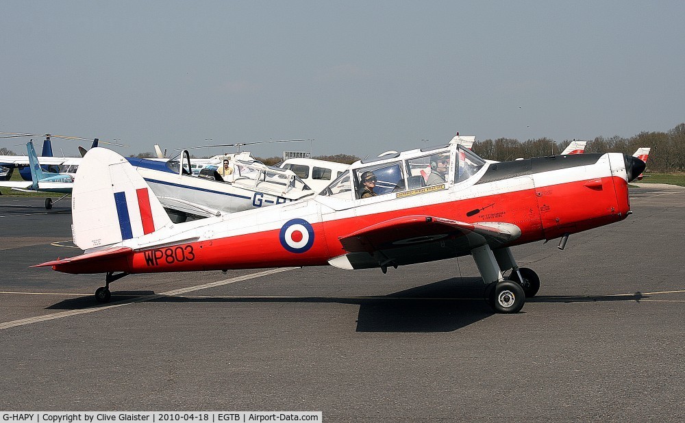G-HAPY, 1952 De Havilland DHC-1 Chipmunk T.10 C/N C1/0697, Ex: WP803 > G-HAPY - Originally owned to, G-HAPY Ltd in July 1996 and currently with, Astrojet Ltd since July 2004. Carries the colours of the, Royal Air Force as WP803.
