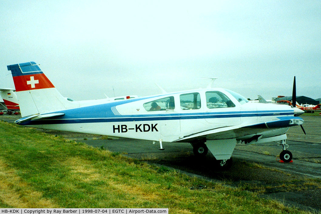 HB-KDK, Beech F33A Bonanza C/N CE815, Beech F33A Bonanza [CE-815] Cranfield~G 04/07/1998