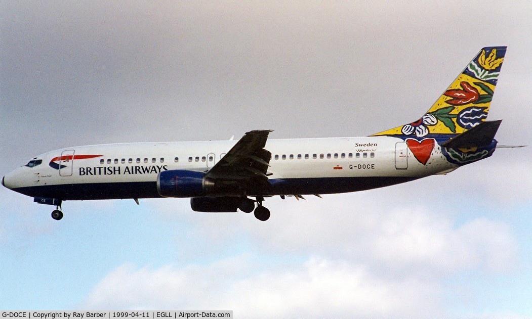 G-DOCE, 1991 Boeing 737-436 C/N 25350, Boeing 737-436 [25350] (British Airways) Heathrow~G 11/04/1999.
