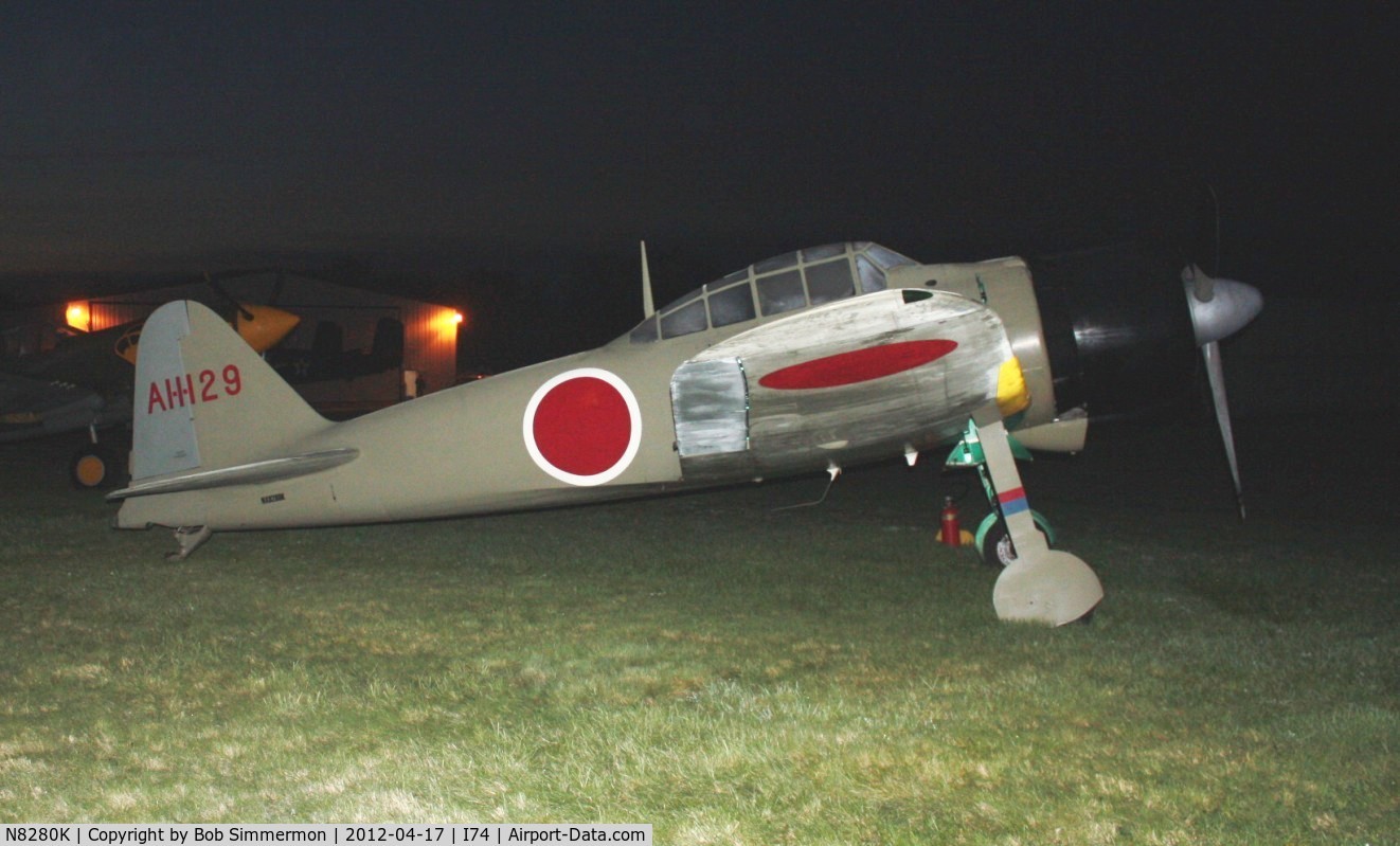 N8280K, 1941 Nakajima A6M2 Model 21 C/N 1498, Dawn in the grass at Urbana, Ohio.  B-25 Gathering and Doolittle Reunion.