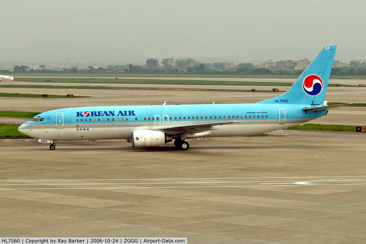 HL7560, Boeing 737-8B5 C/N 29981, Boeing 737-8B5 [29981] (Korean Air) Guangzhou-Baiyun~B 24/10/2006
