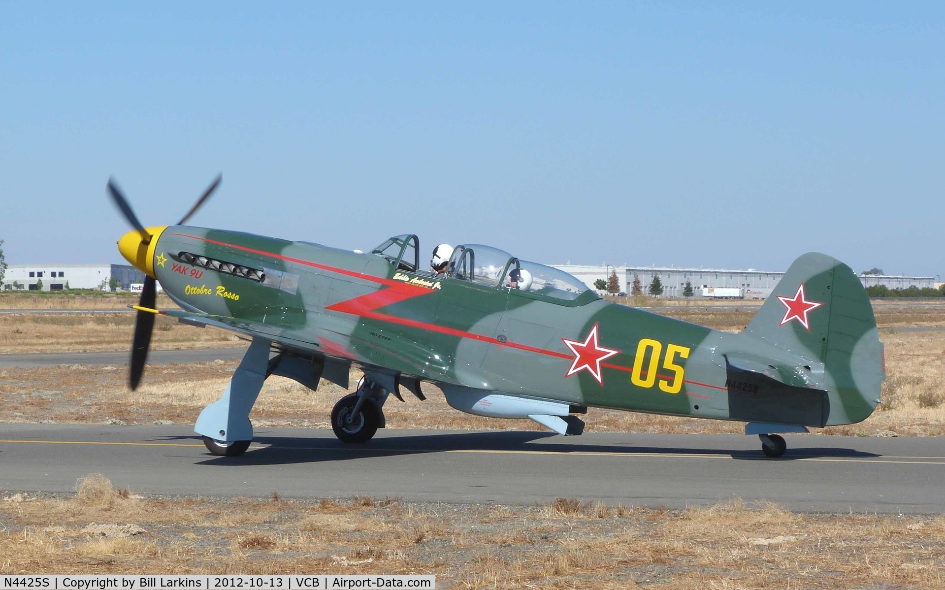 N4425S, 1997 Yakovlev Yak-9U-M C/N 0470405, IN for the Mustang Day celebration.