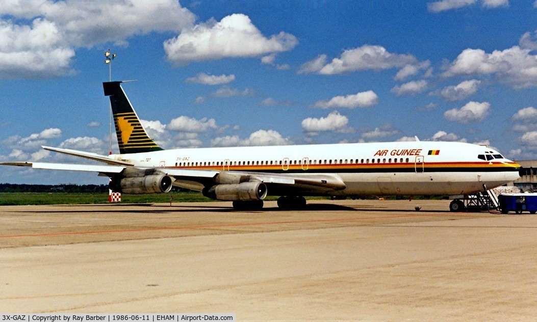 3X-GAZ, 1964 Boeing 707-351C C/N 18748, Boeing 707-351C [18748] (Air Guinee) Schiphol~PH 11/06/1986. Image taken from a slide.