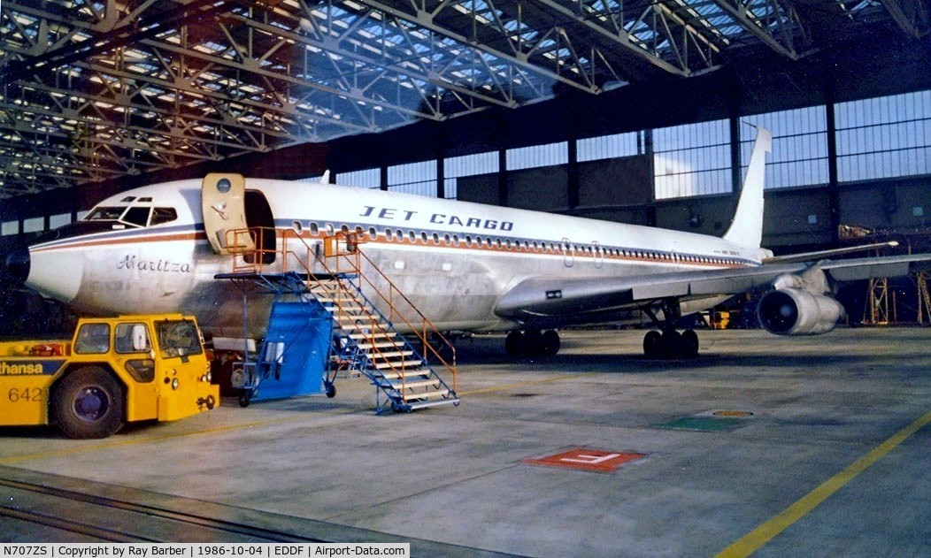 N707ZS, 1969 Boeing 707-309C C/N 20261, Boeing 707-309C [20261] (Jet Cargo) Frankfurt~D 04/10/1986. Image taken from a slide.
