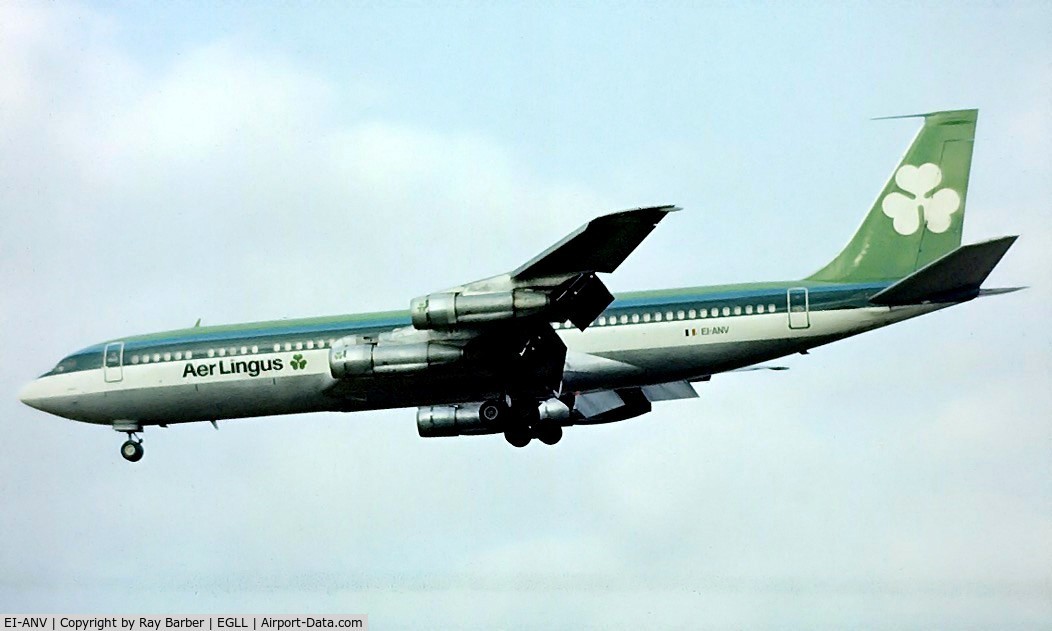 EI-ANV, 1966 Boeing 707-348C C/N 19001, Boeing  707-348C [19001] (Aer Lingus) Heathrow~G 1978. Image taken from a slide.