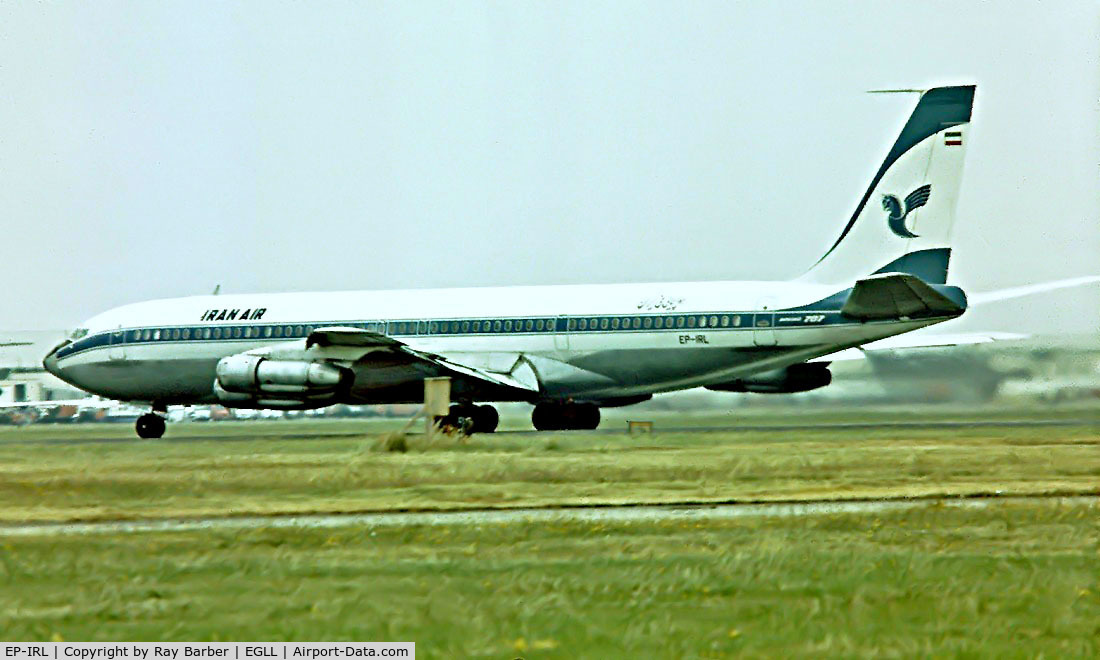 EP-IRL, 1969 Boeing 707-386C C/N 20287, Boeing 707-386C [20287] (Iran Air) Heathrow~G   1975. Image taken from a slide.