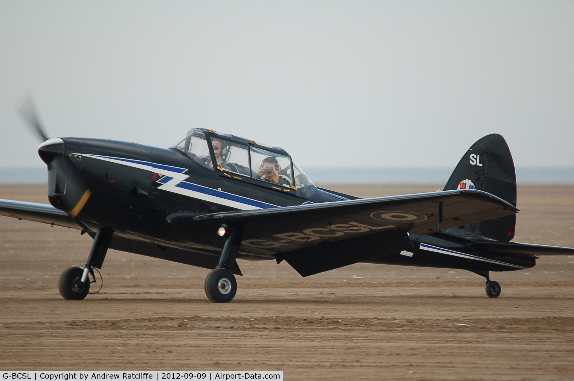 G-BCSL, 1951 De Havilland DHC-1 Chipmunk 22 C/N C1/0524, Arriving for Static Display on the beach at Southport Airshow 2012