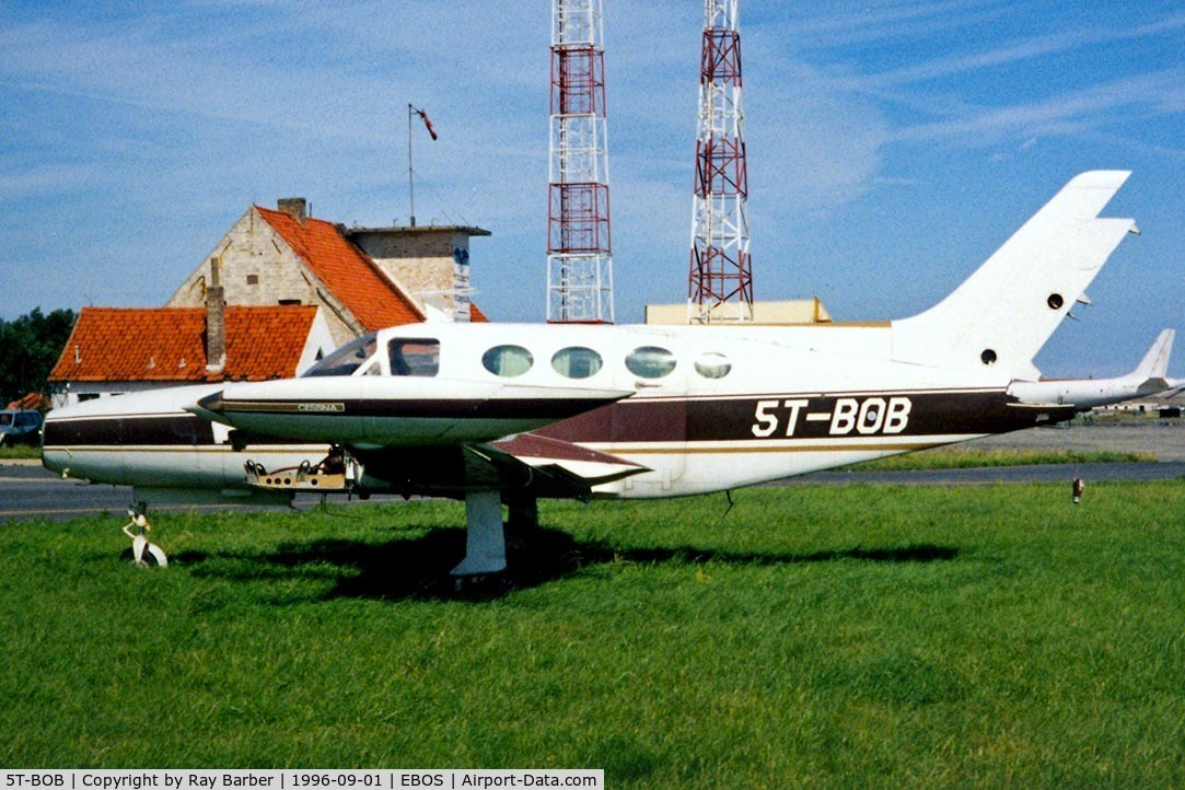 5T-BOB, 1970 Cessna 421B Golden Eagle C/N 421B0039, Cessna 421B Golden Eagle [421B-0039] Ostend~OO  01/09/1996. Now displayed in a garden in Maldegem,Oost-Vlaanderen Belgium .Private collection.